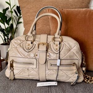Marc Jacobs “Marshmallow” Quilted Venetia Satchel with Gold Details NWT